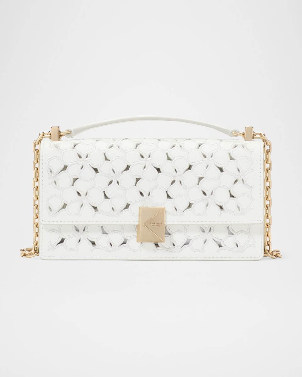 deco mini flower eyelet leather crossbody bag